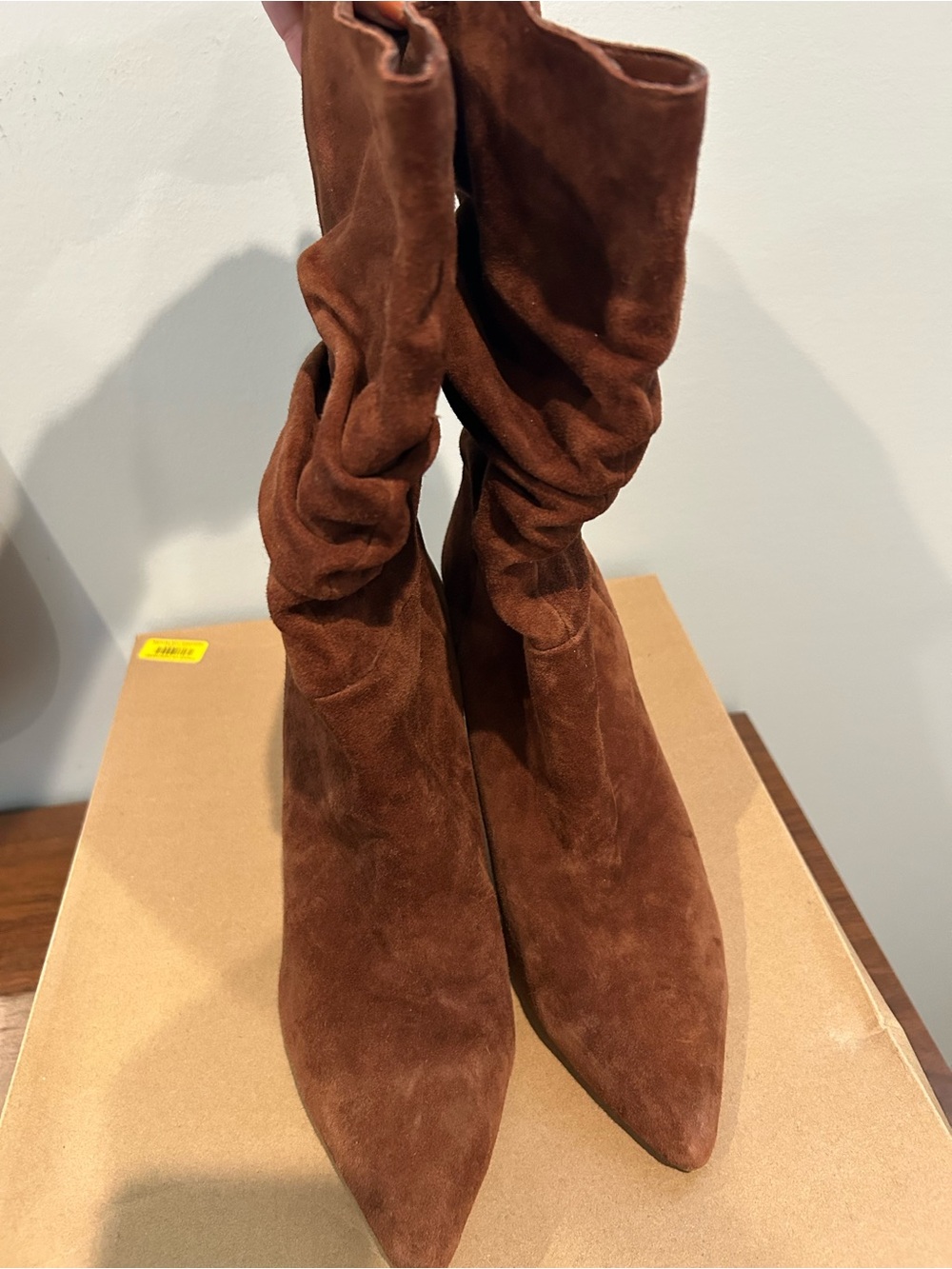 Steve Madden Brown Suede Slouch Heel Boots - Picture 2 of 6